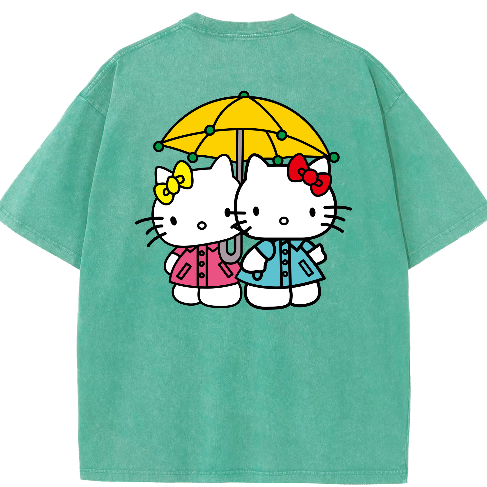 （画像用） Hello Kitty ハローキティ 綿100% ヴィンテージ風 半袖Tシャツ（背面プリント）